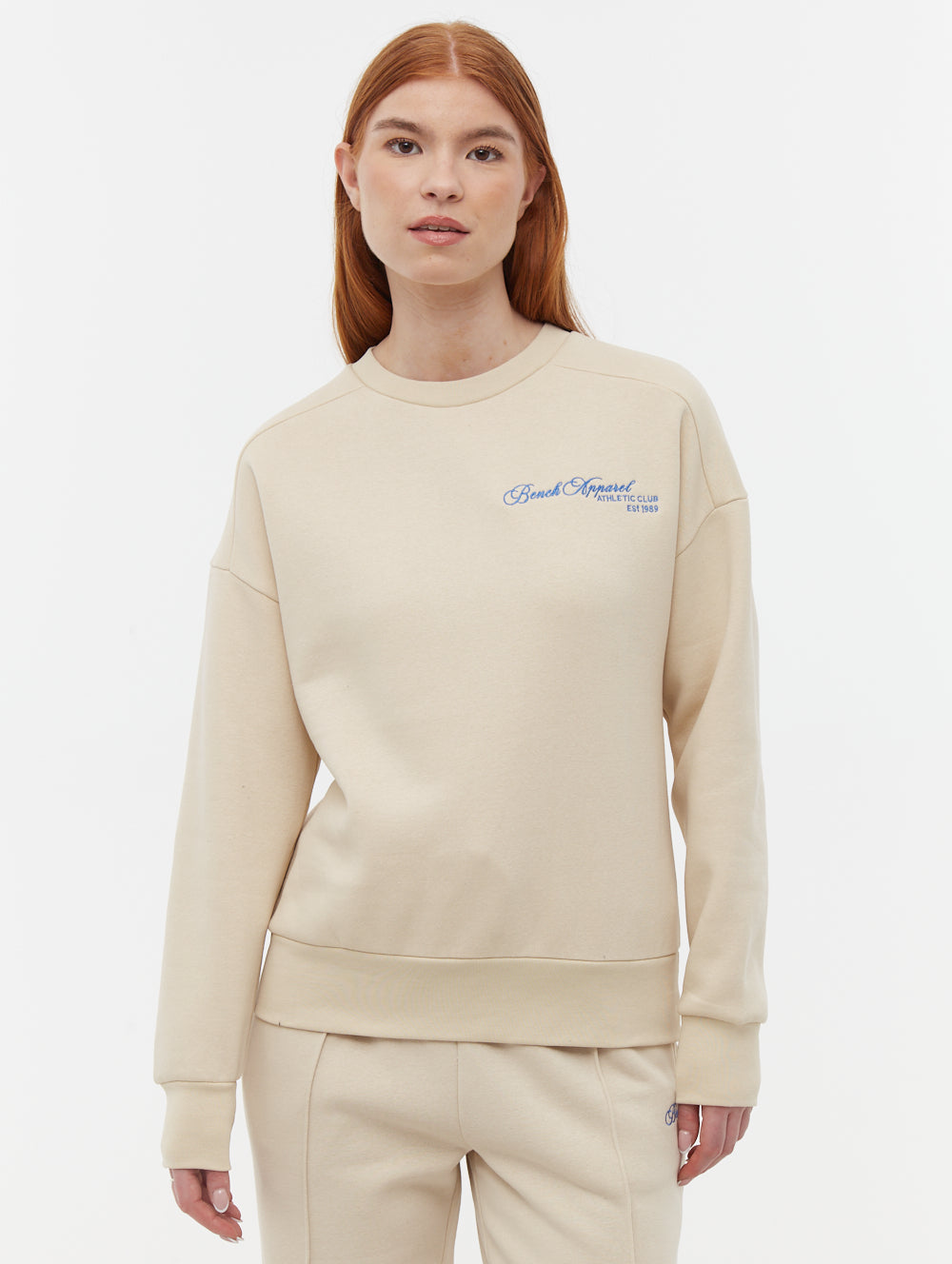 Desta Script Graphic Crew Neck Sweatshirt - Beige