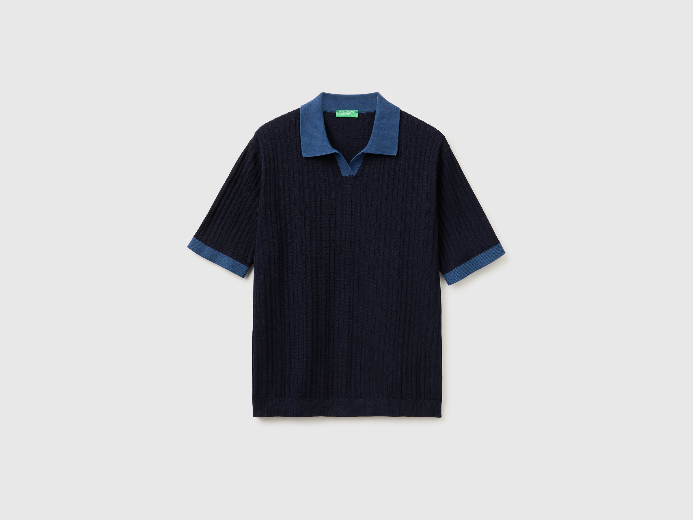 Ribbed Knit Polo Shirt