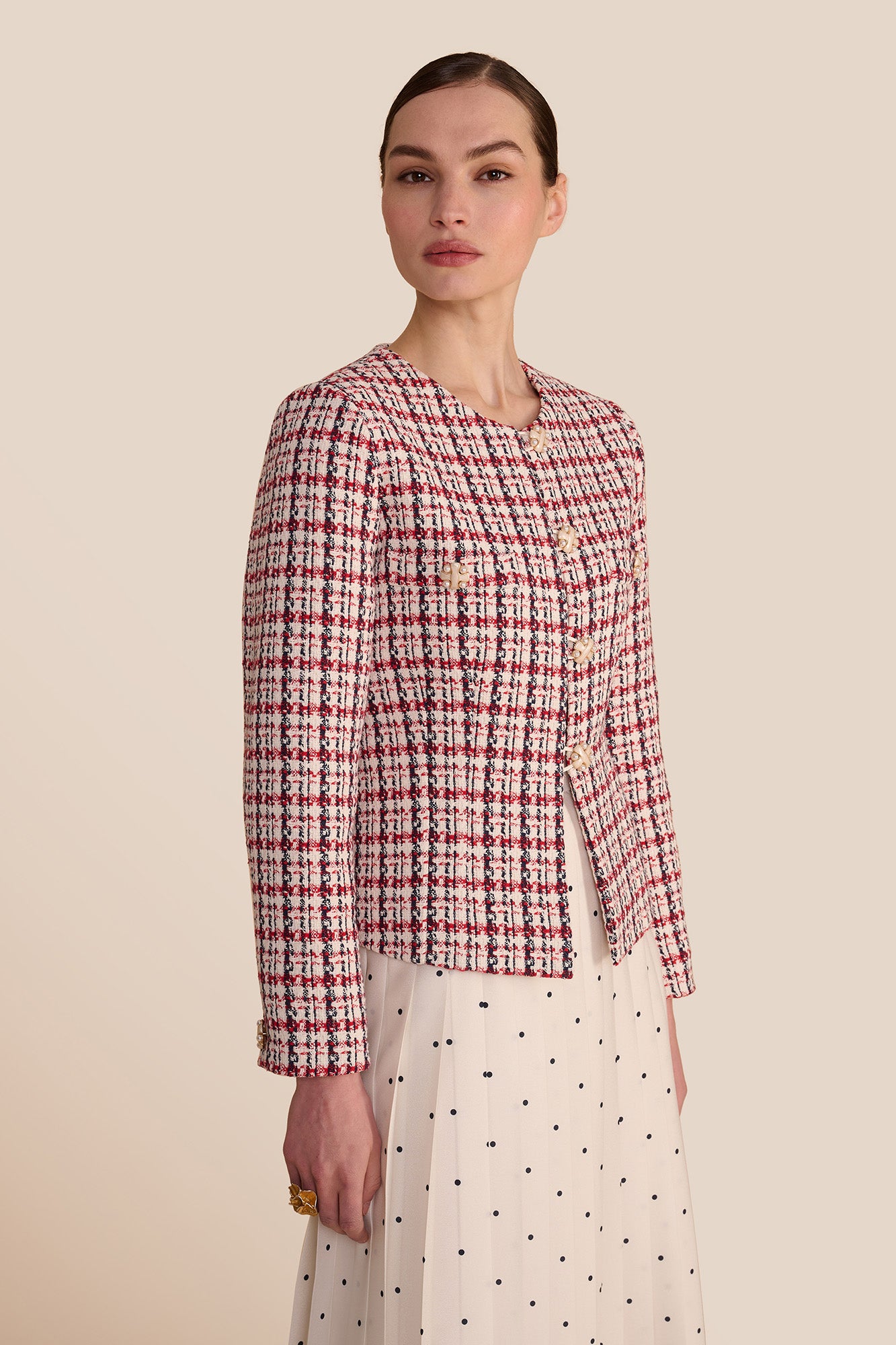 studio front view of the clasp jacket