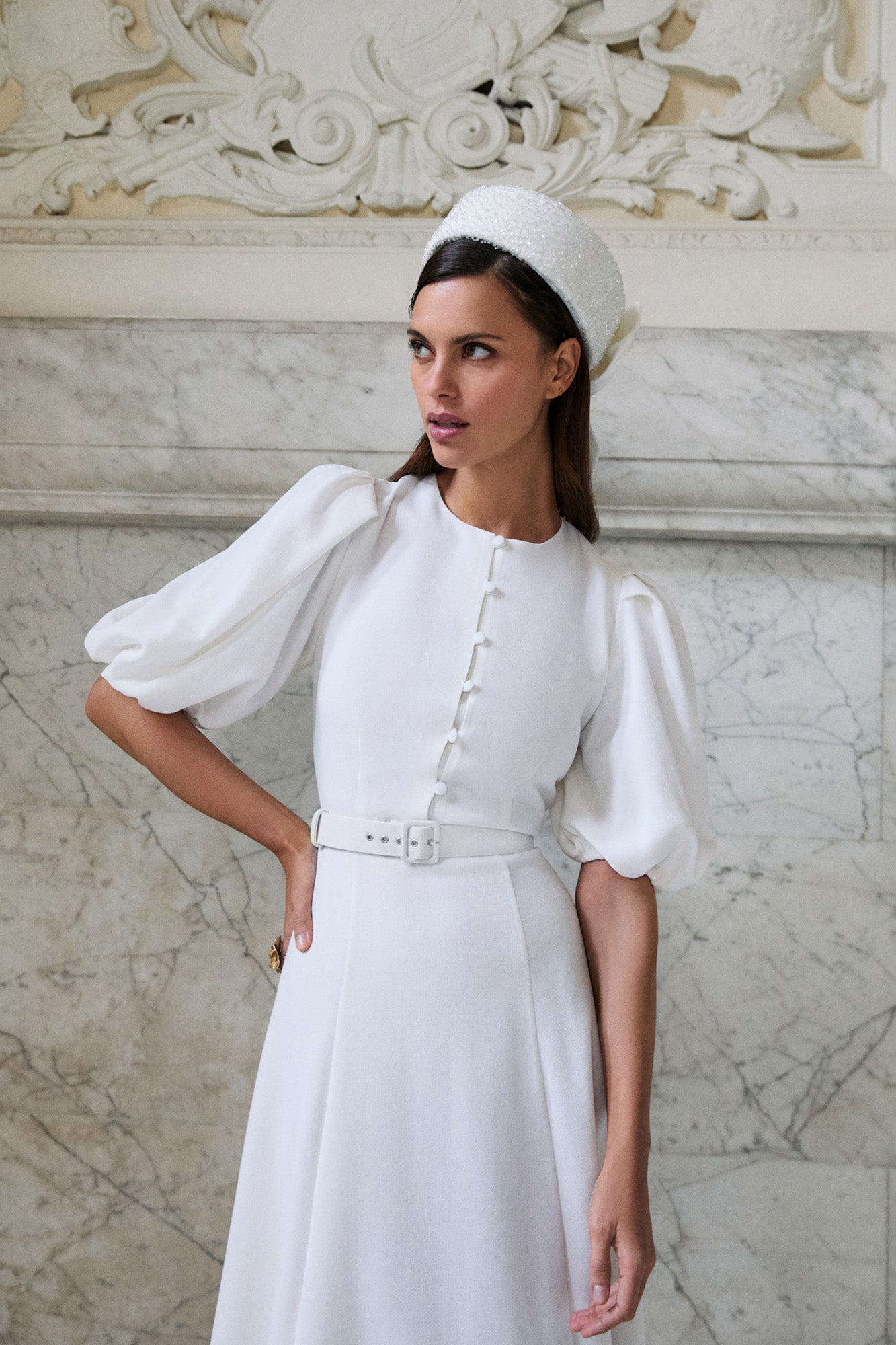 studio view of the wool crepe body