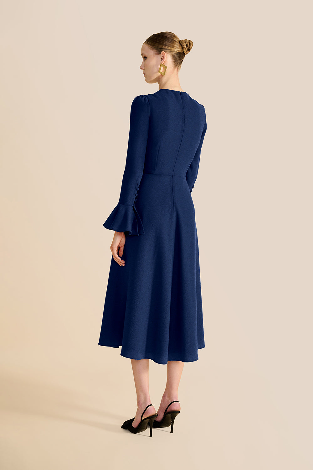 covered buttons and stand collar