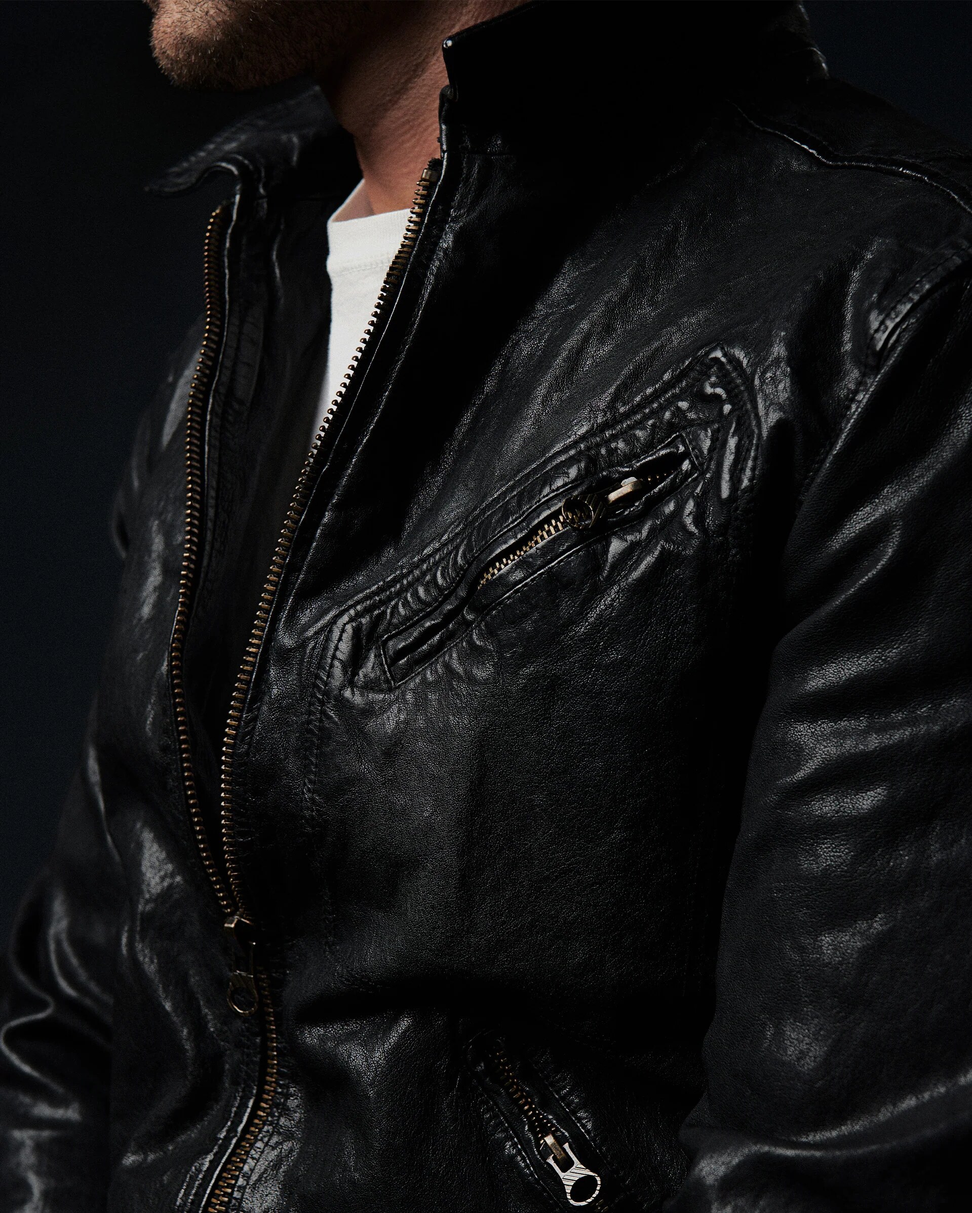 lambskin texture and zipper detail