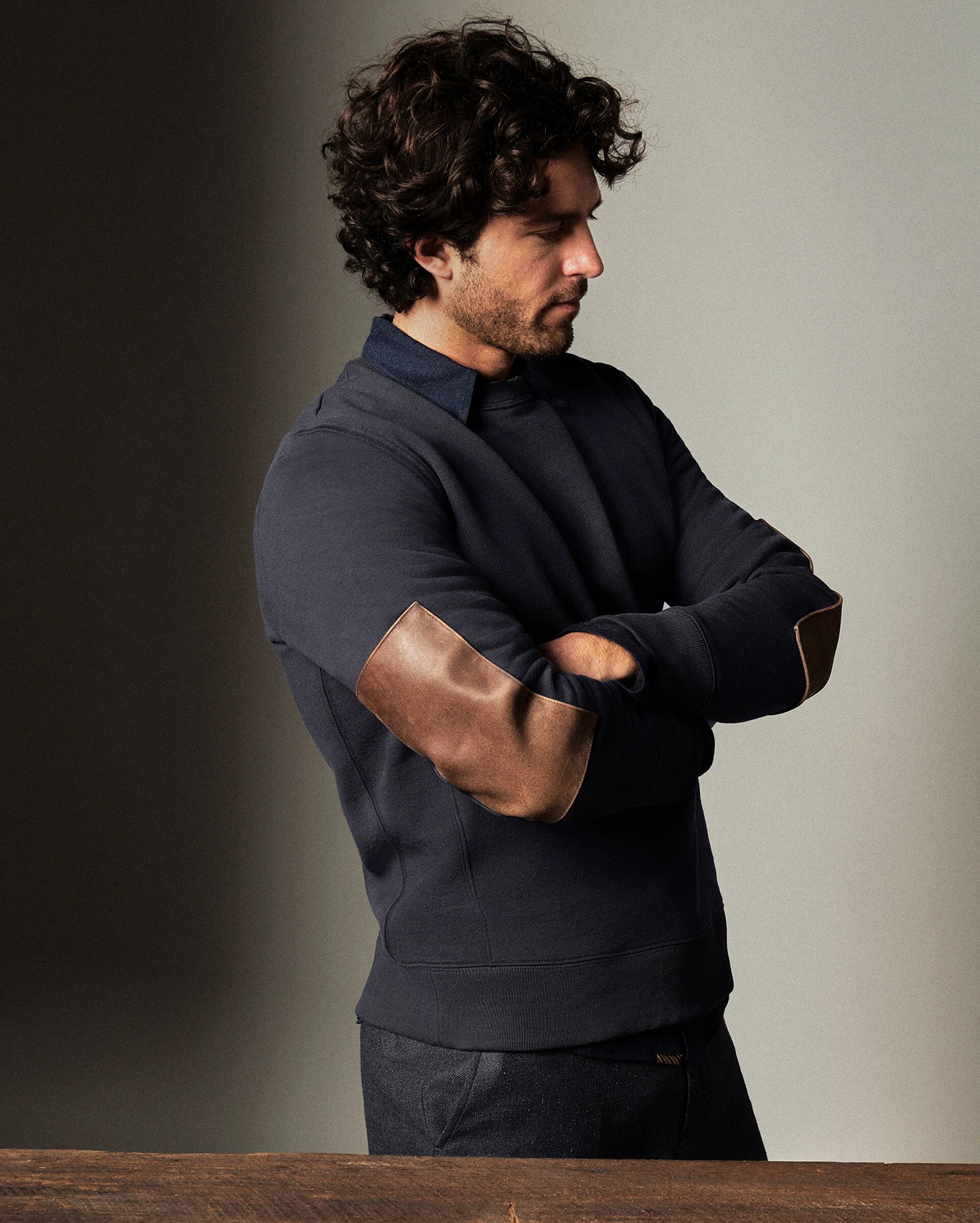 folded-arm elbow-patch view