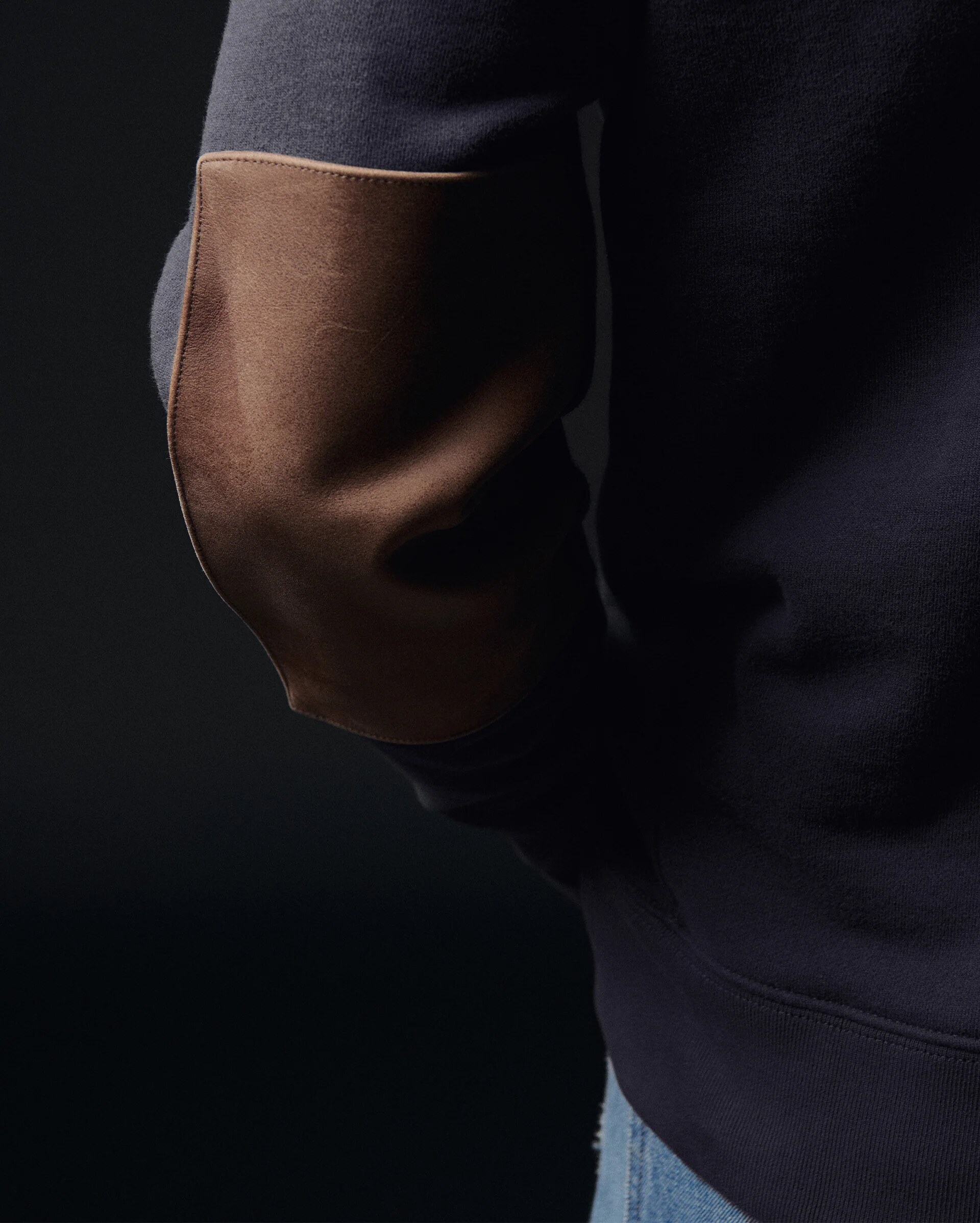 leather elbow patch closeup
