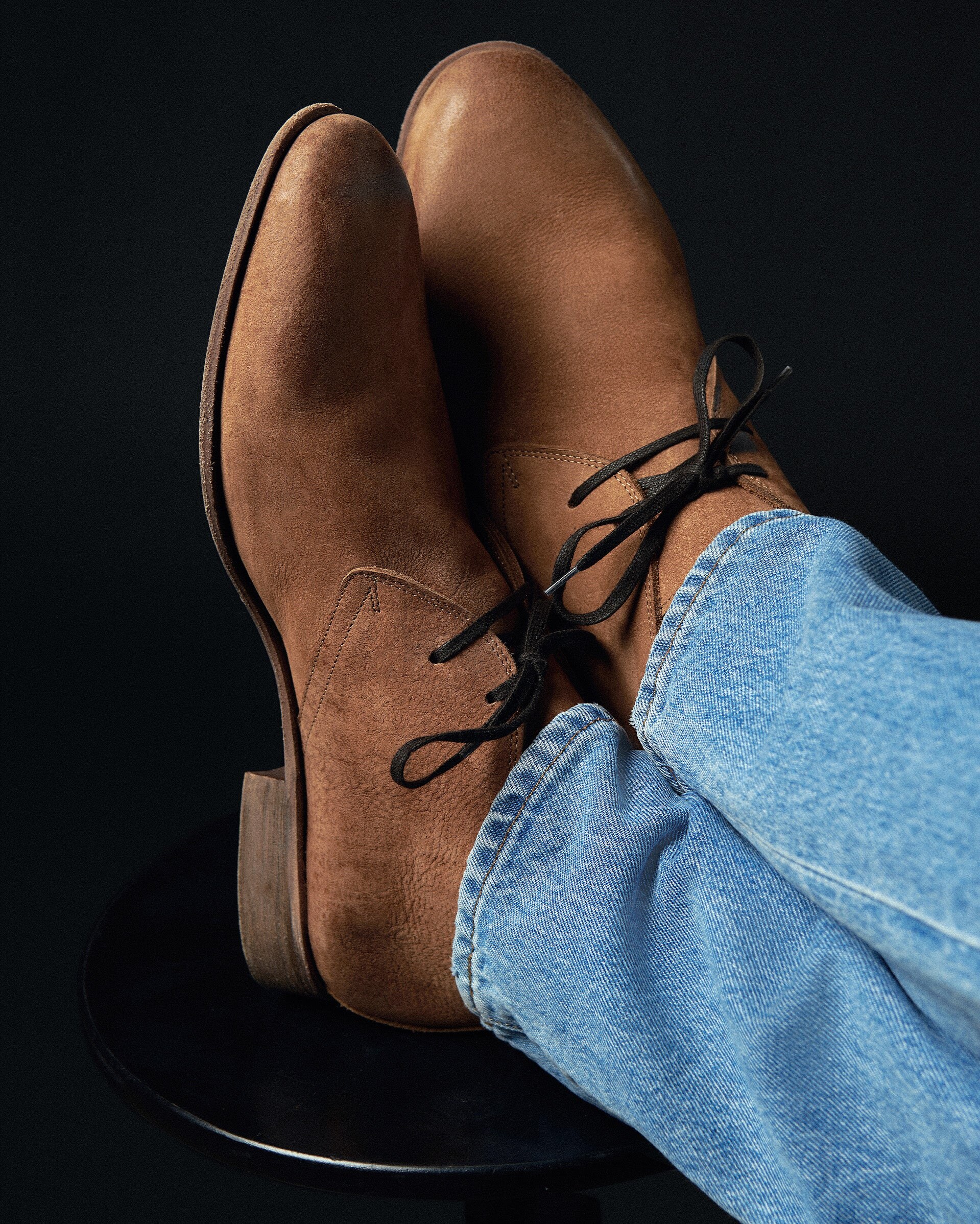 worn with denim in the light brown kudu leather