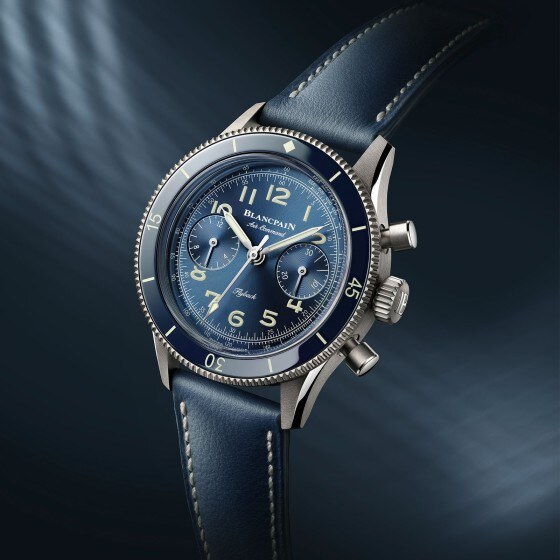 Lifestyle product image with blue calfskin strap
