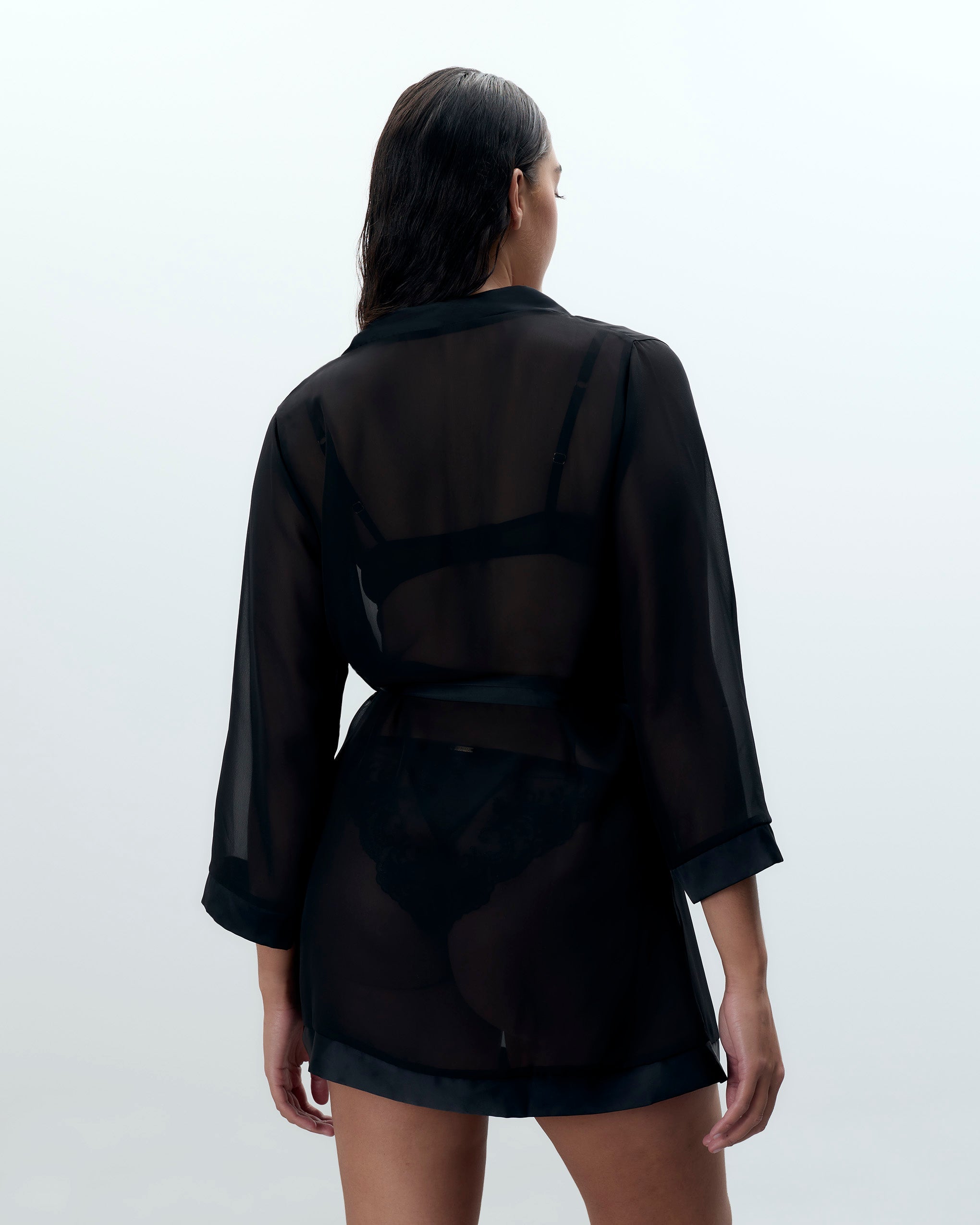 Back view of the sheer kimono