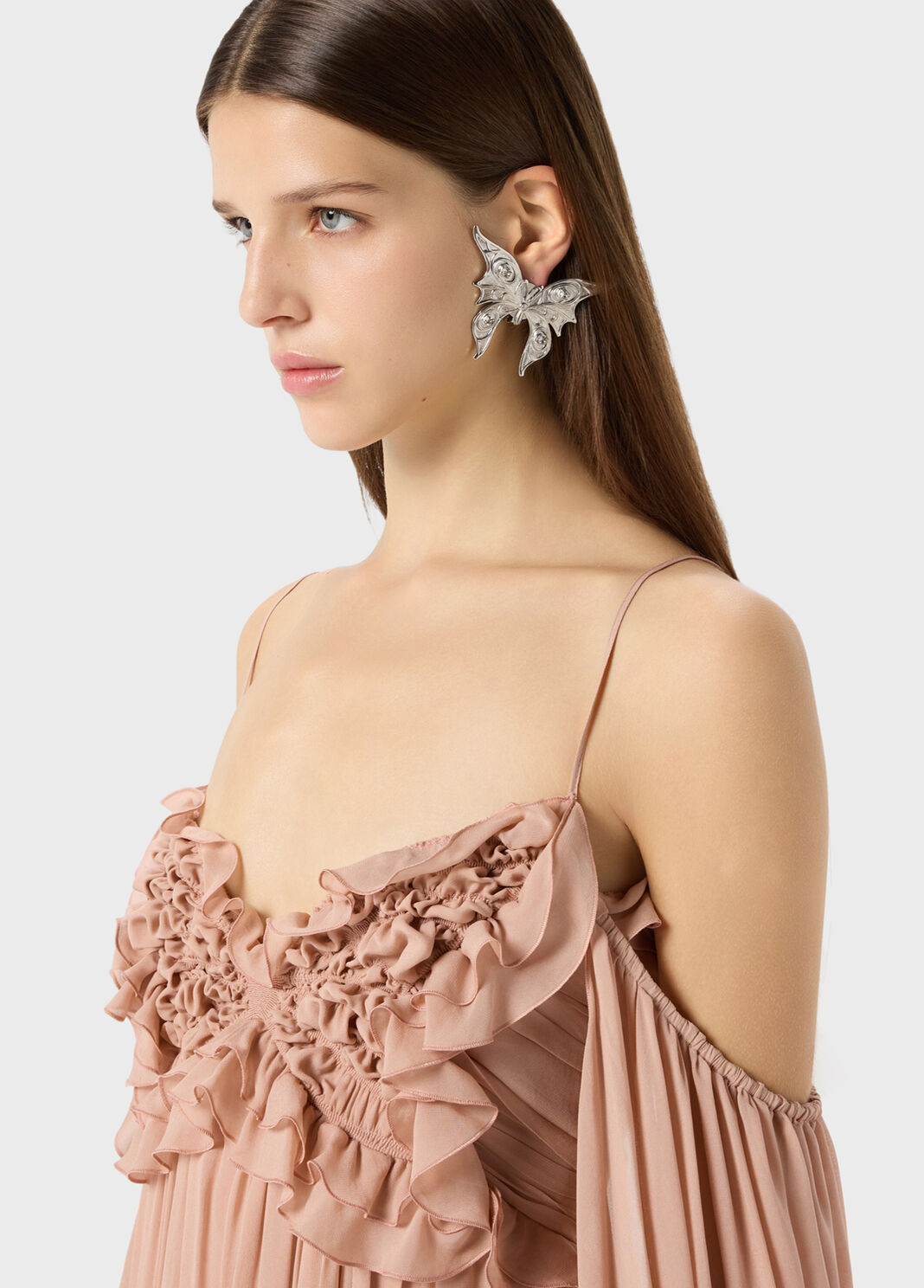 Metal Butterfly Earrings with Glass Settings