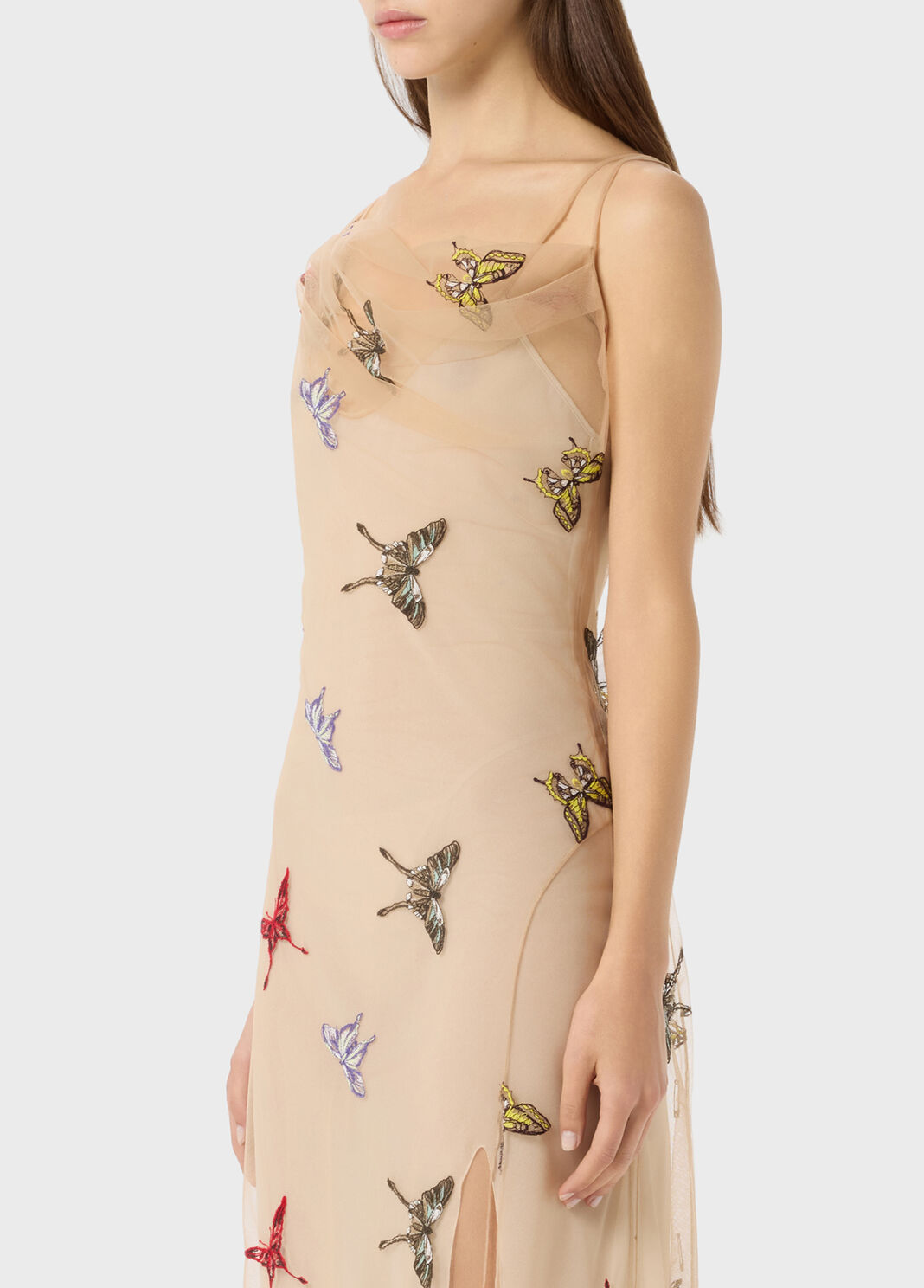 close view of tulle and butterfly placement