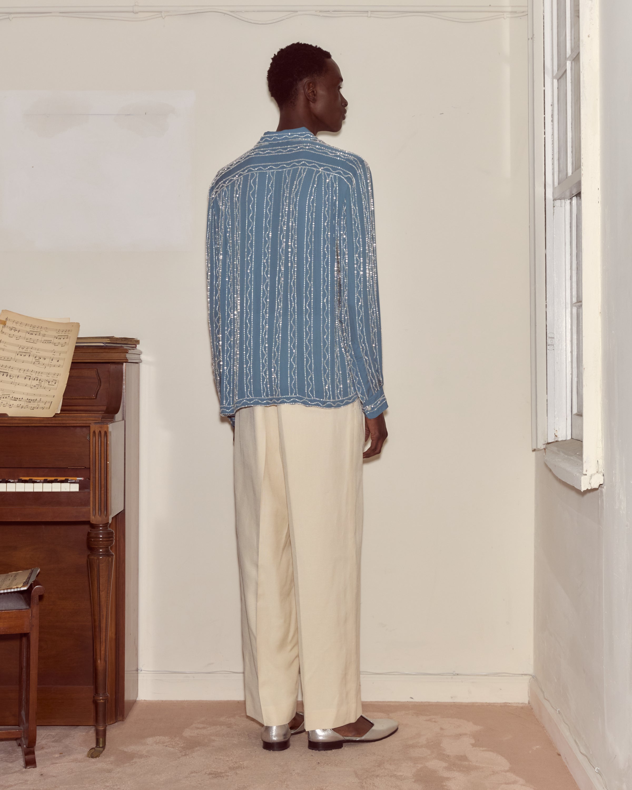Back view with sea-stripe bead pattern