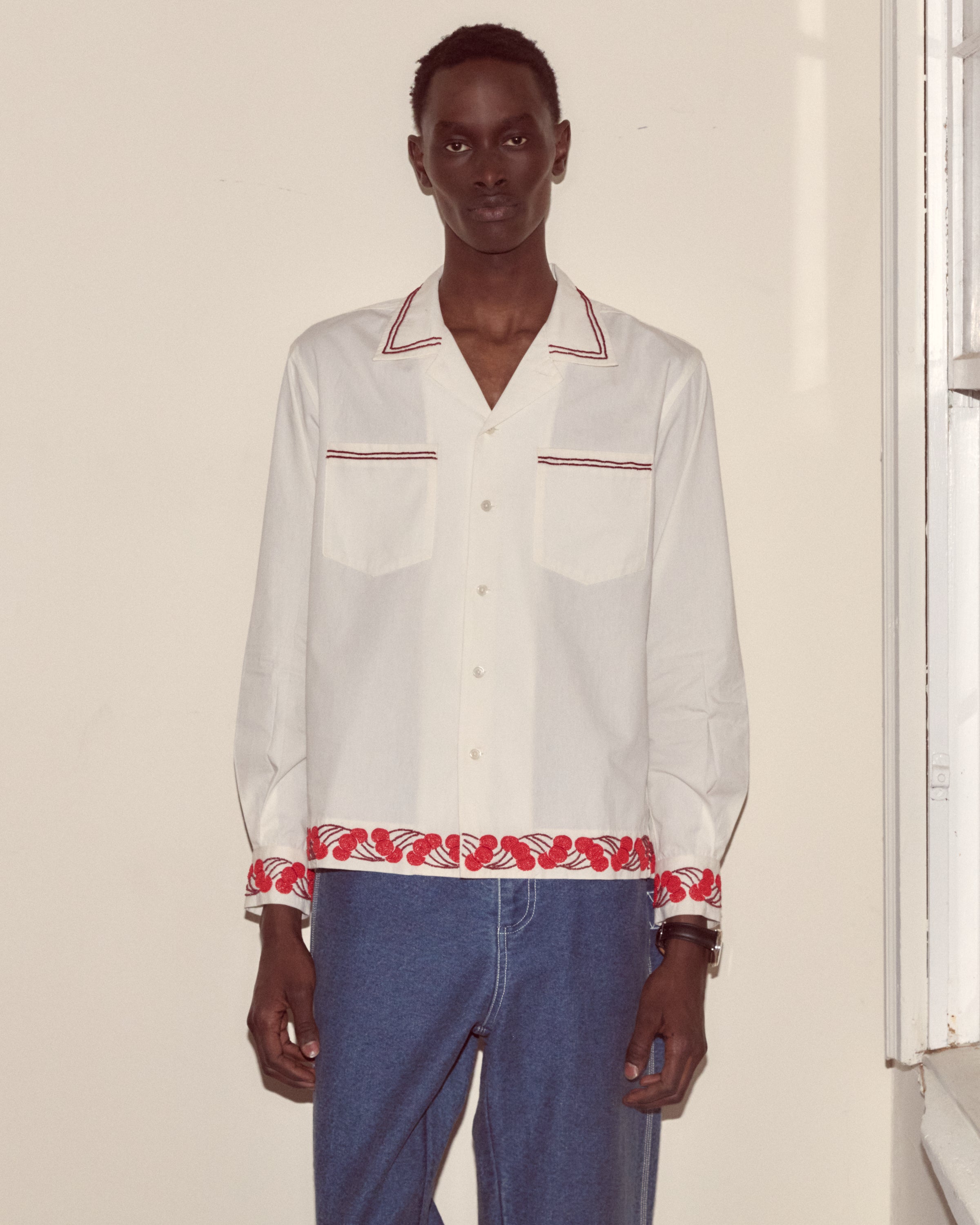 Cherry Lane Beaded Shirt in white