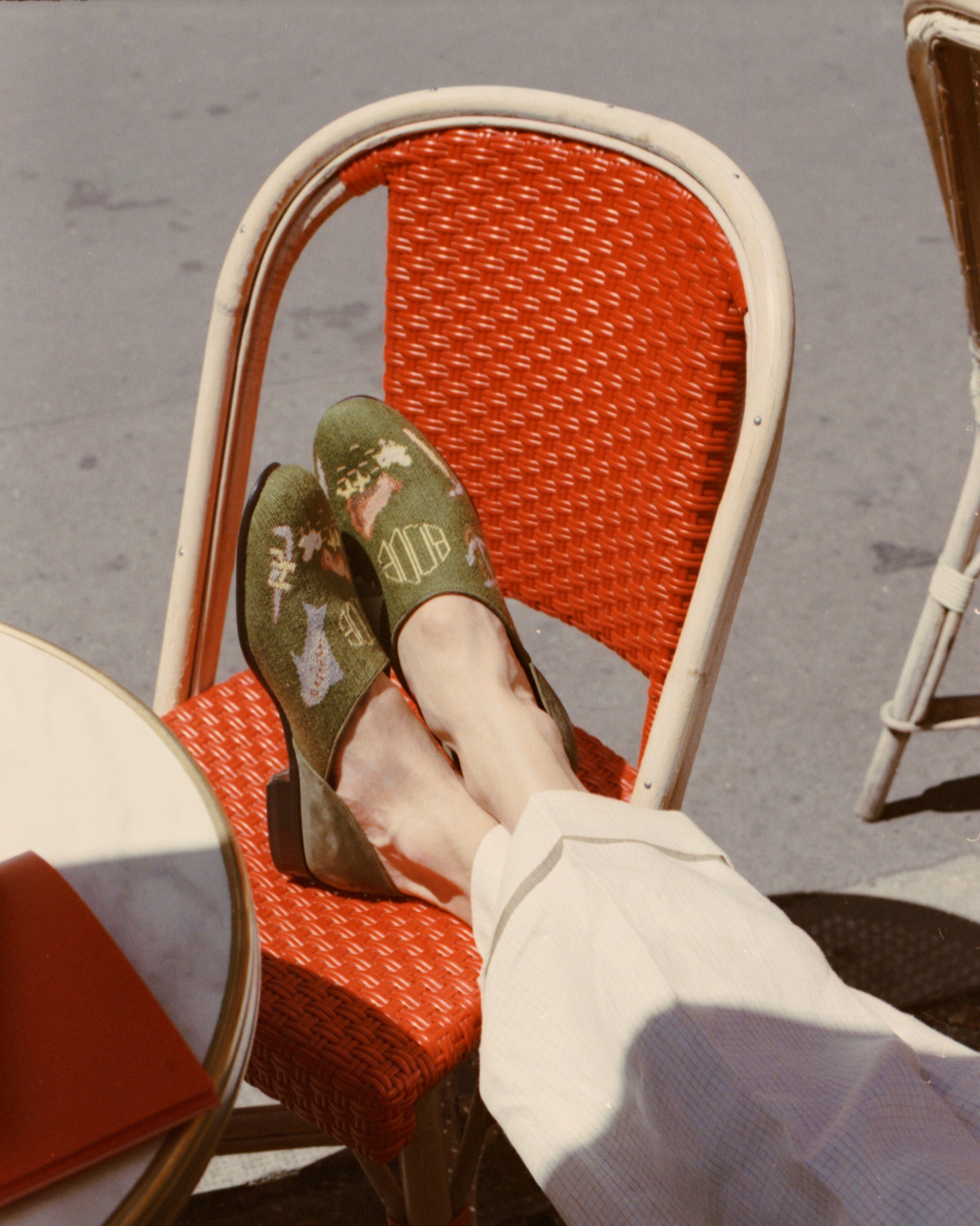 Pair view showing needlepoint pattern placement