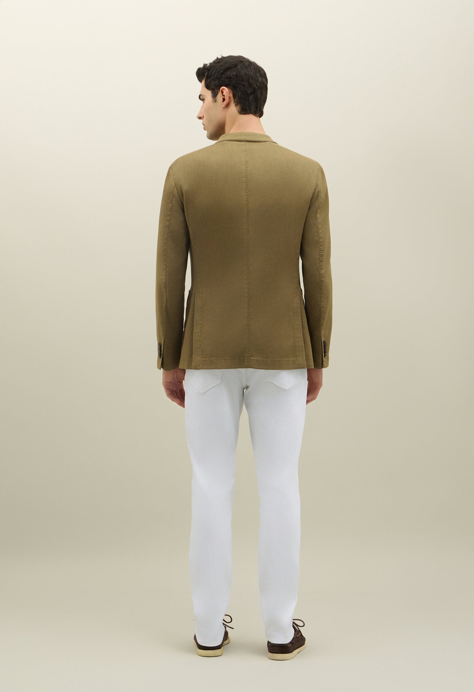 Khaki Blended Soft Cotton Dover Jacket, angled view