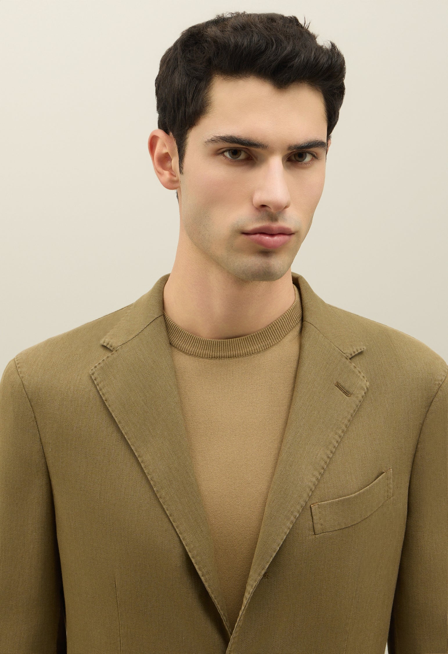 Khaki Blended Soft Cotton Dover Jacket, side view