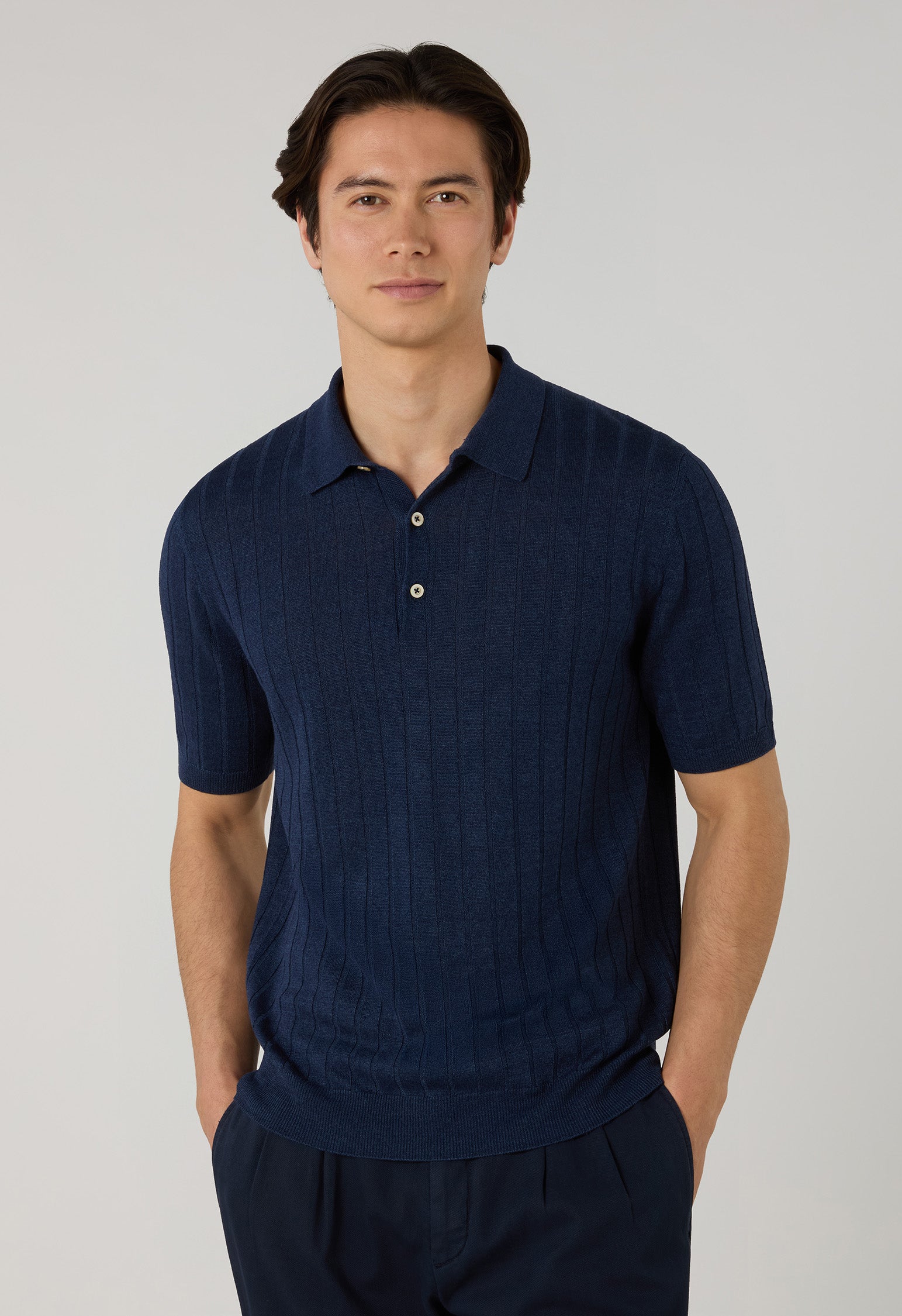 Flat-Rib Short-Sleeve Polo