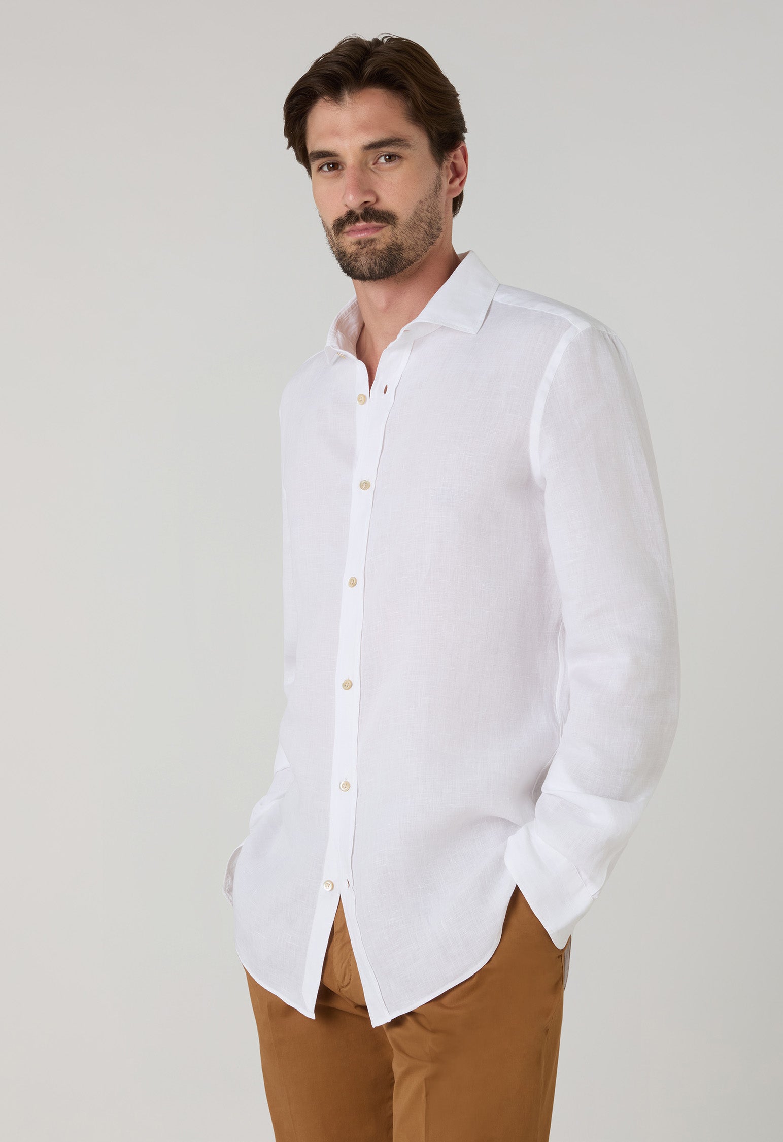 Garment-Dyed Linen Tailored Shirt