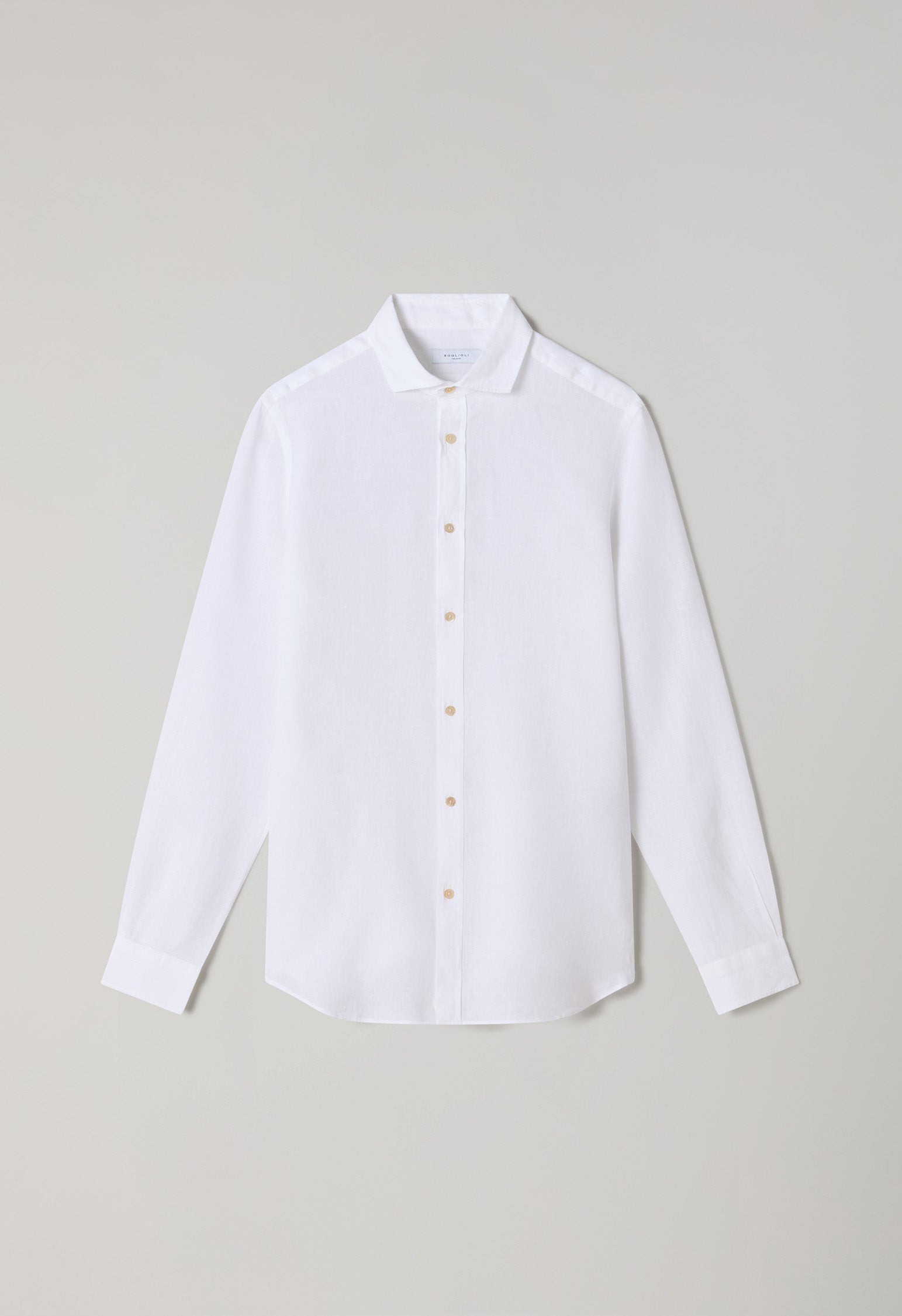 White Garment Dyed Linen Tailored Shirt, back view