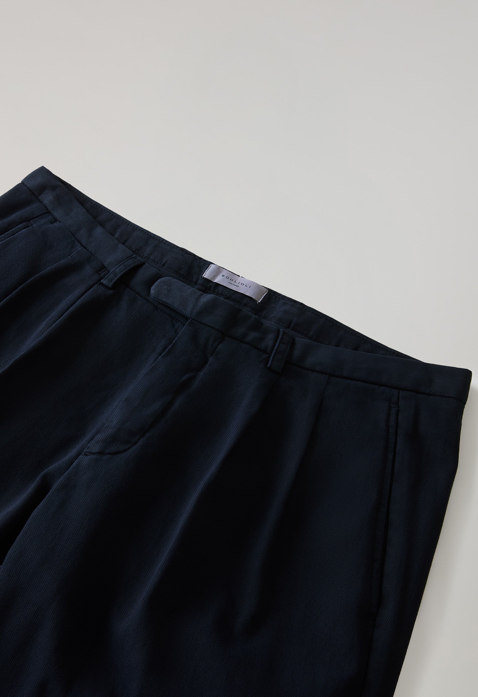 Blue Garment Dyed Stretch Cotton Napoli Trousers, fabric or detail view