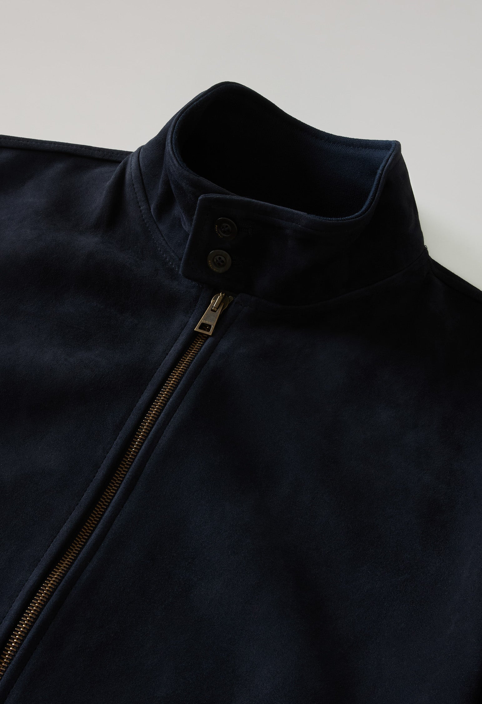 Blue Suede Bomber, fabric or detail view