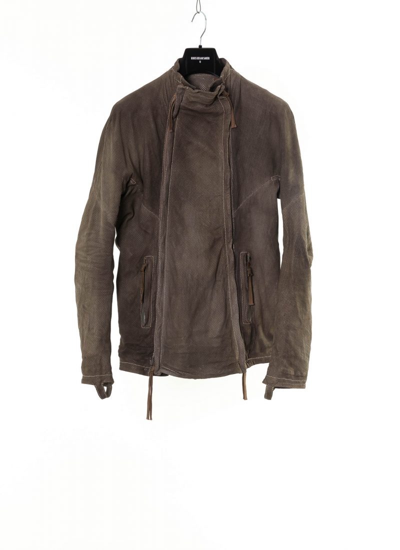 Carbon-grey double-zip leather construction