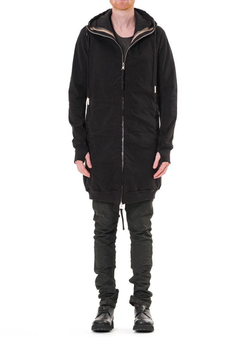 Black zip-up hooded silhouette