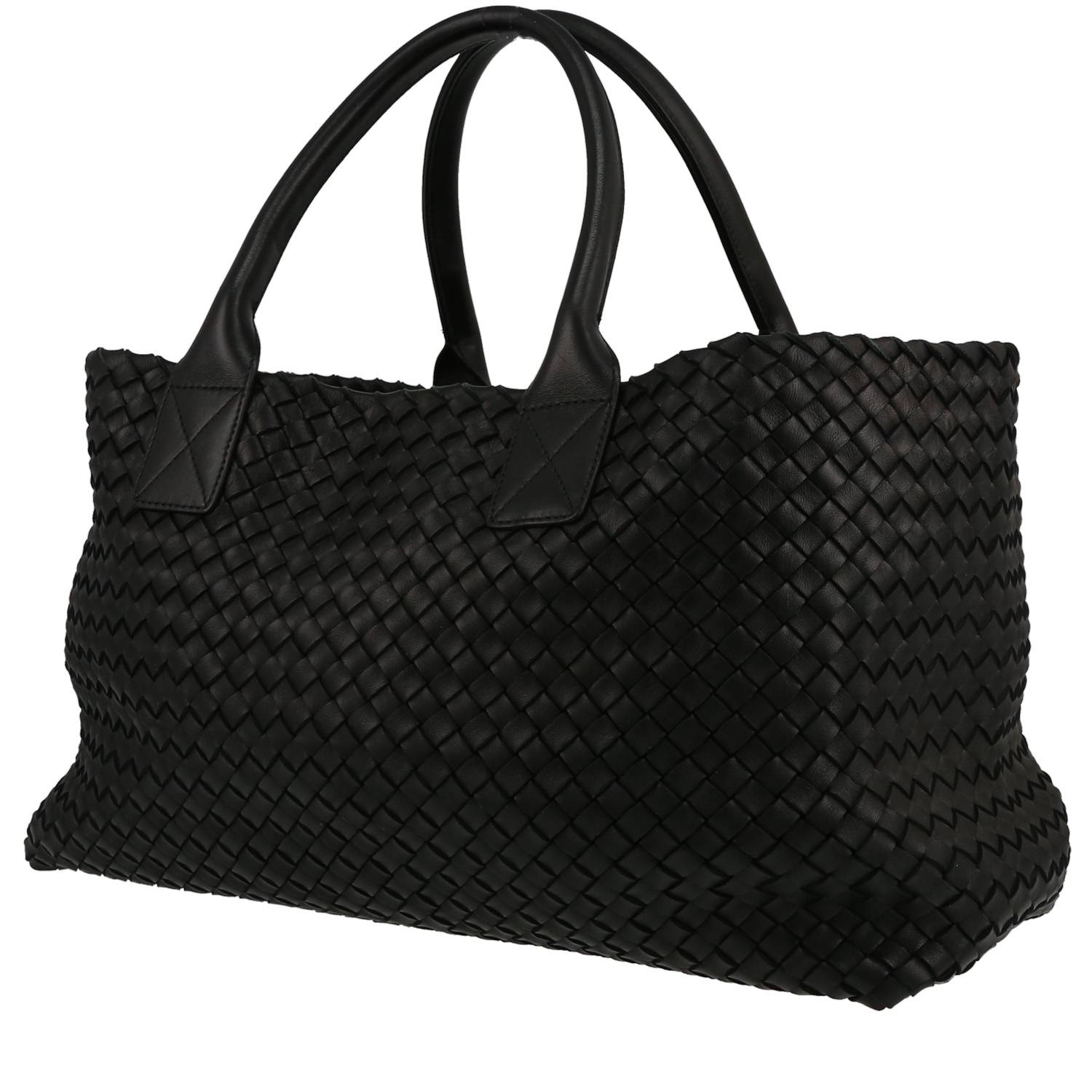 Black — the seamless woven tote with no lining and no logo