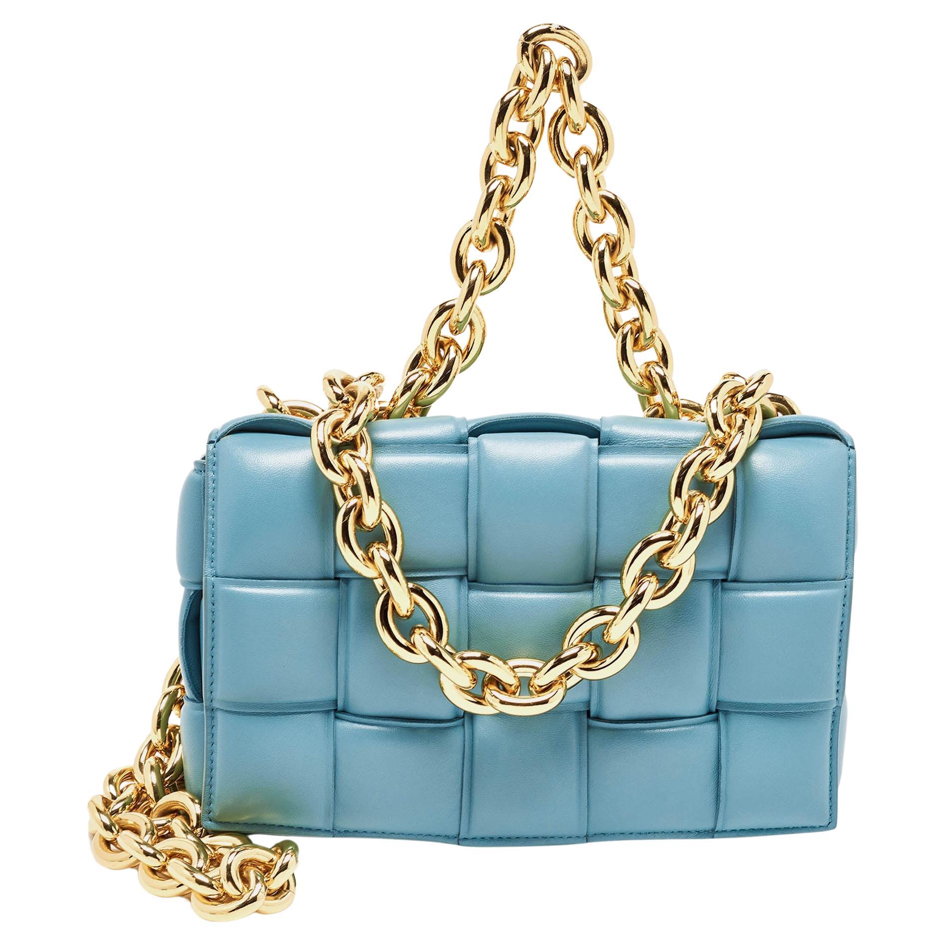 Topaz-blue Chain Cassette with the chunky gold-tone chain strap