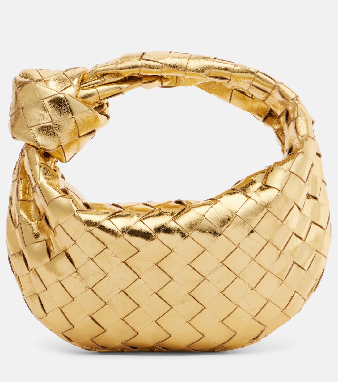 Mini in gold metallic Intrecciato — the evening iteration