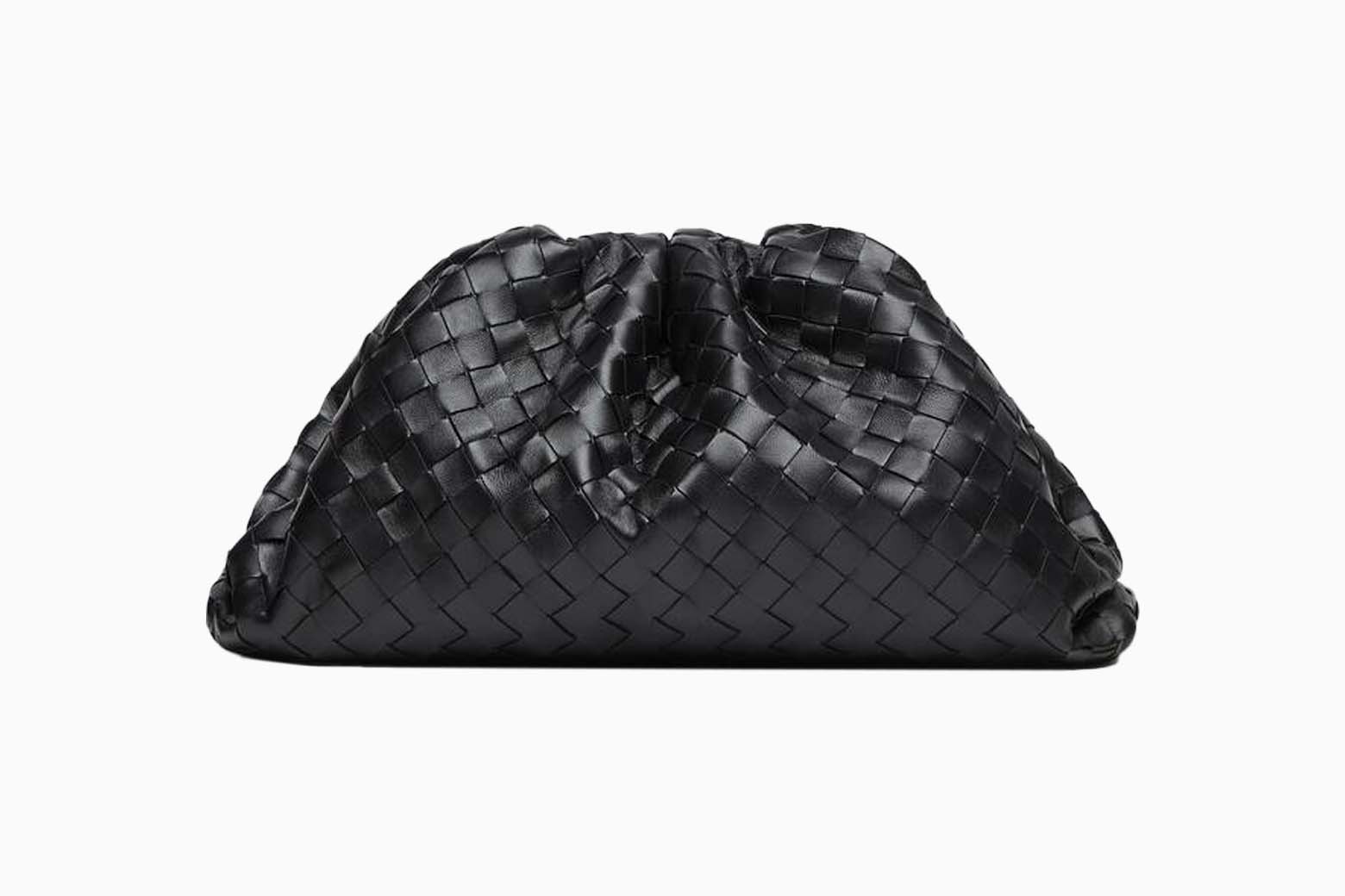 Black Intrecciato — the gathered top closing over the woven body