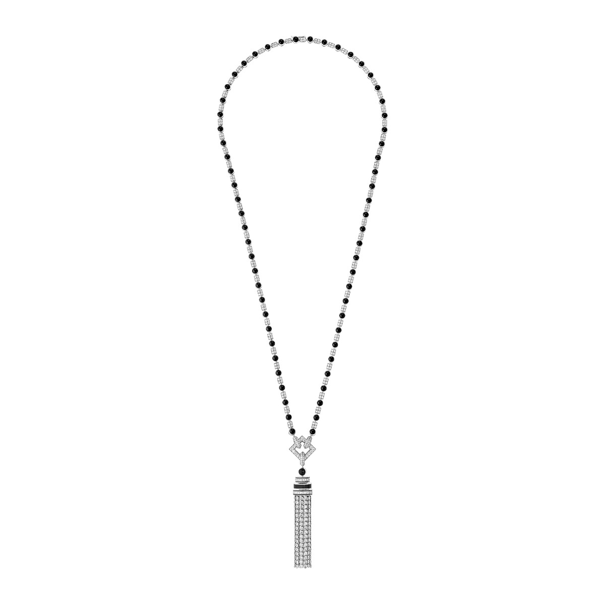 Long necklace silhouette on white background