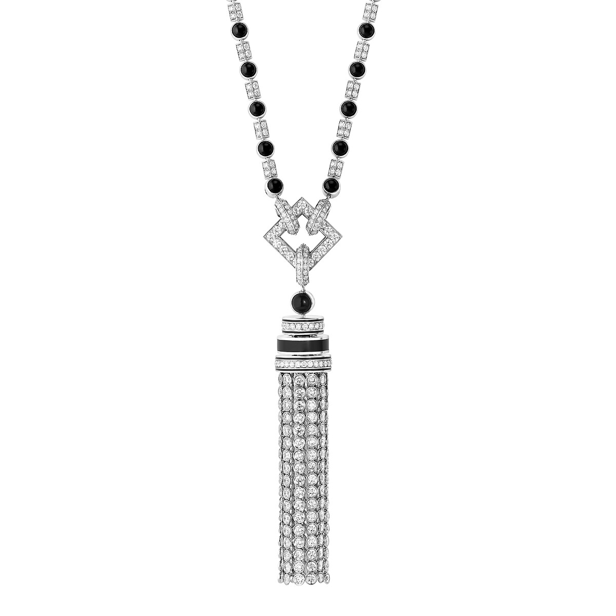 Two-colour Art Deco pendant and tassel detail