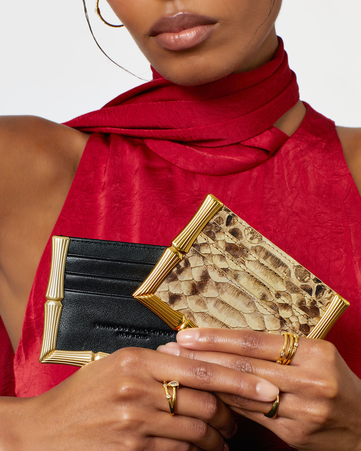 Bamboo B Card Holder — side angle and handle profile
