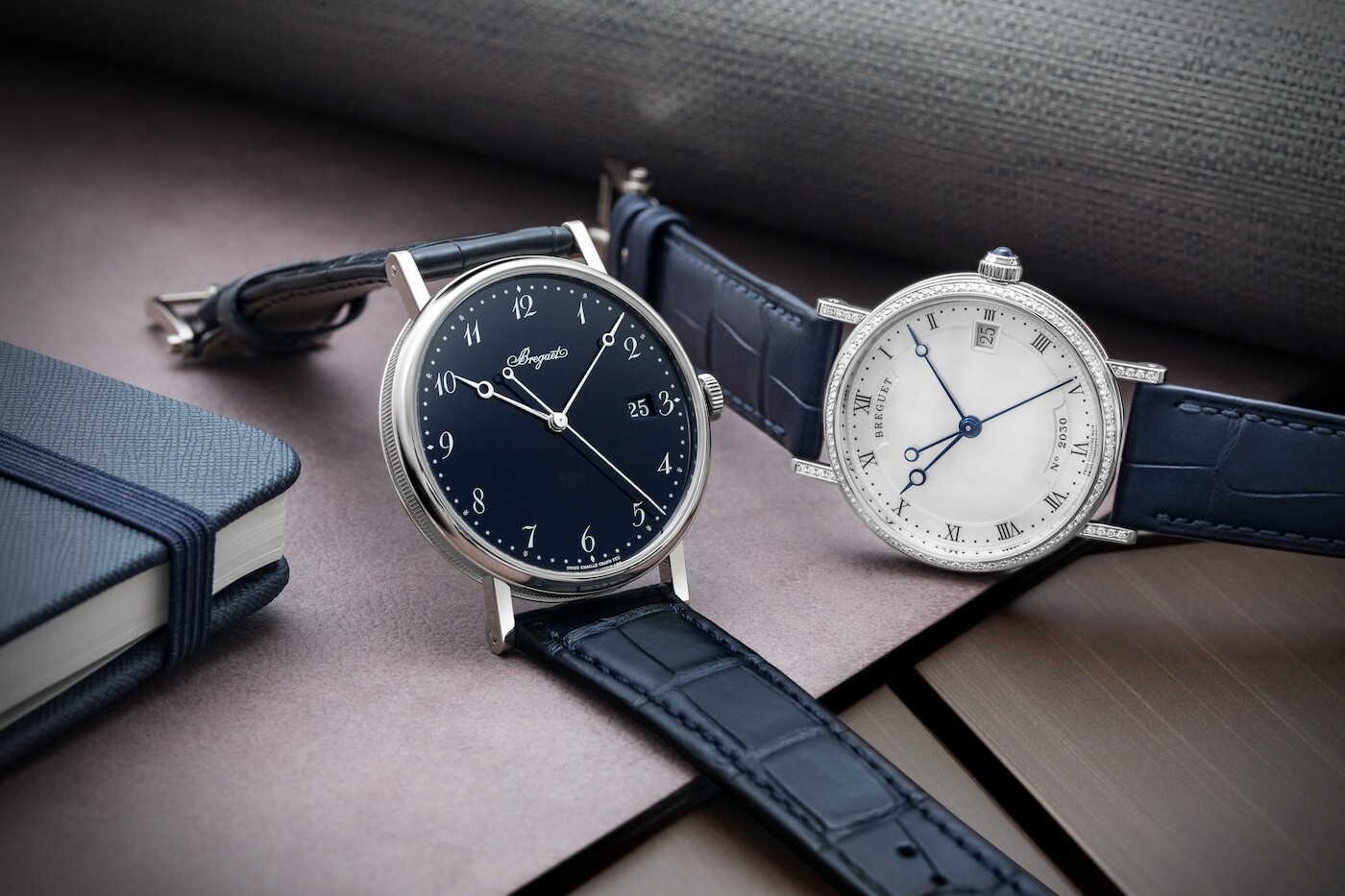 Blue and white Classique executions photographed together