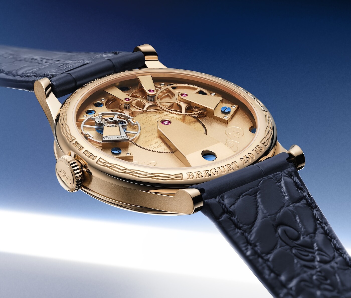 Caseback showing the hand-wound VS00 movement