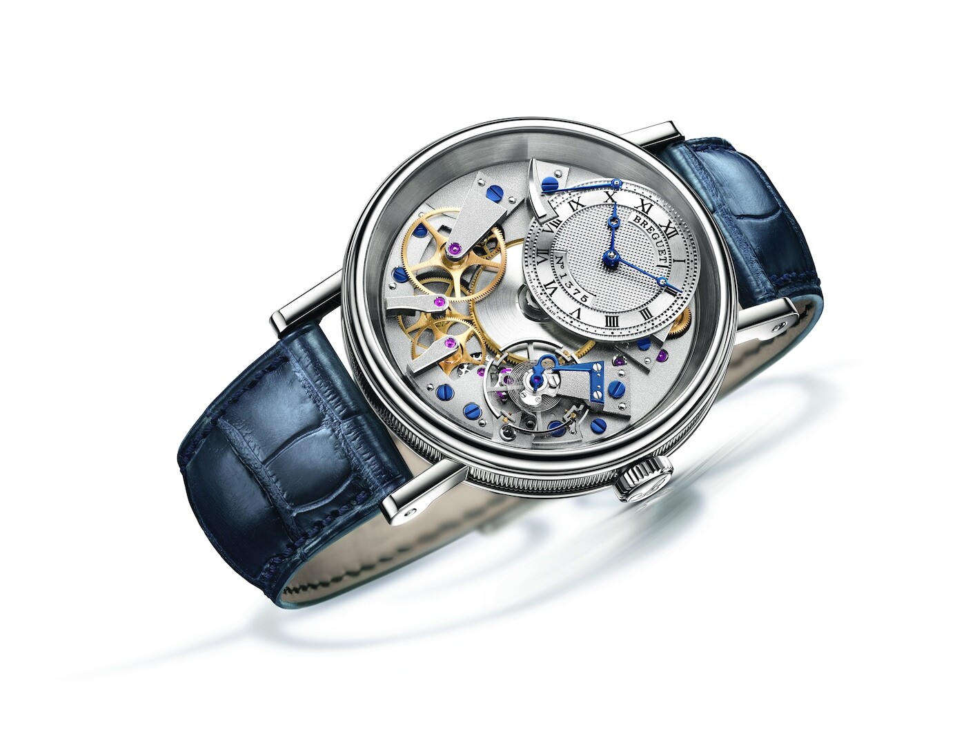 White-gold Tradition 7057 with black-lacquer dial
