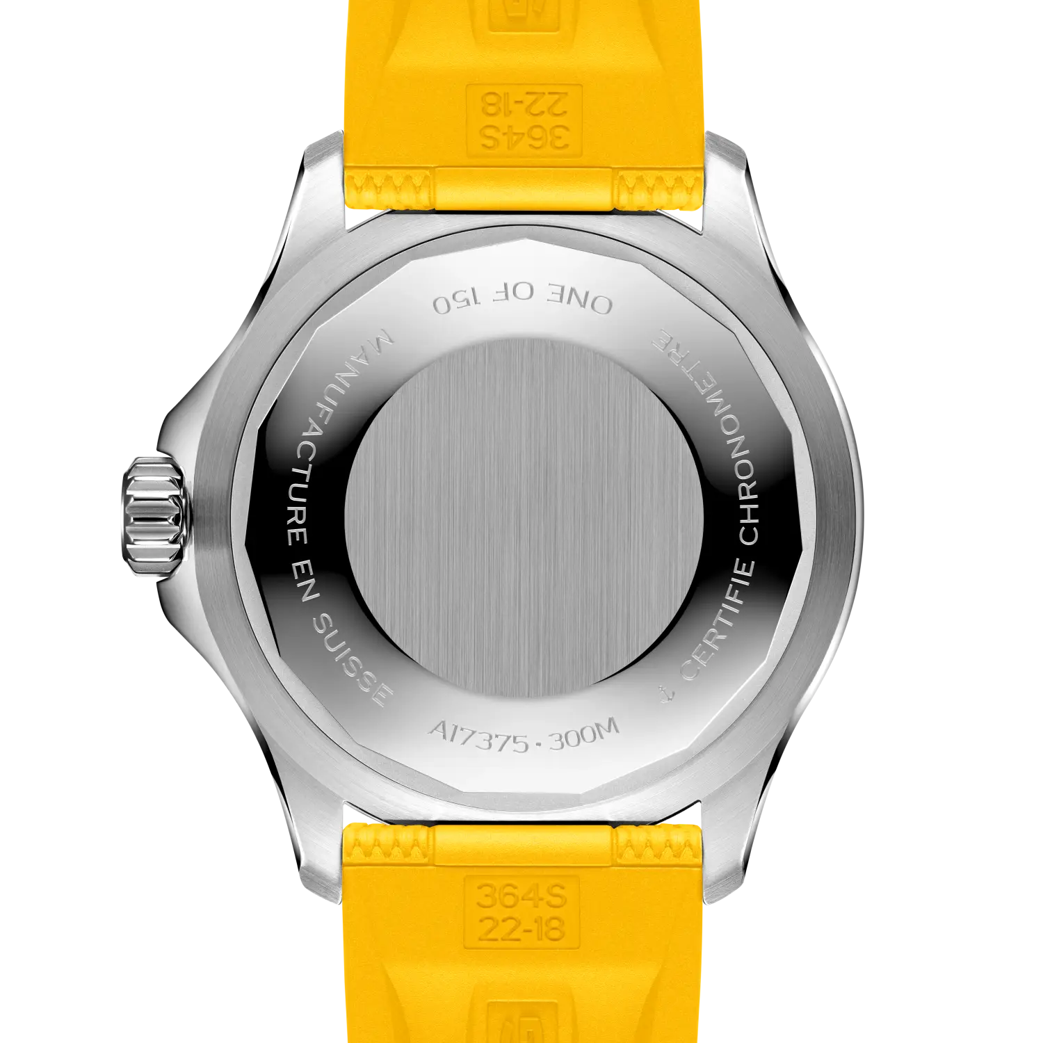 Solid caseback and yellow strap underside