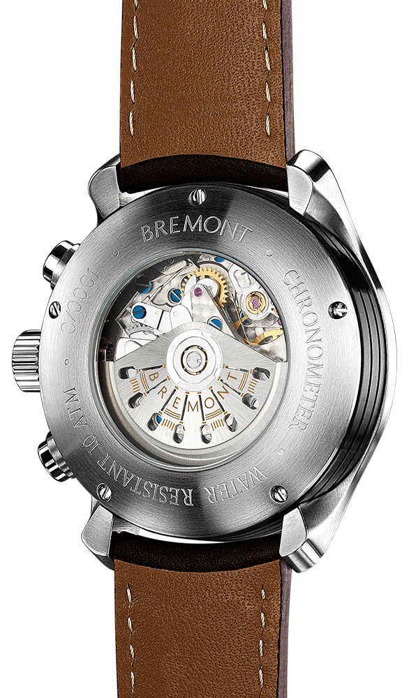 Case-back view of the automatic chronograph movement