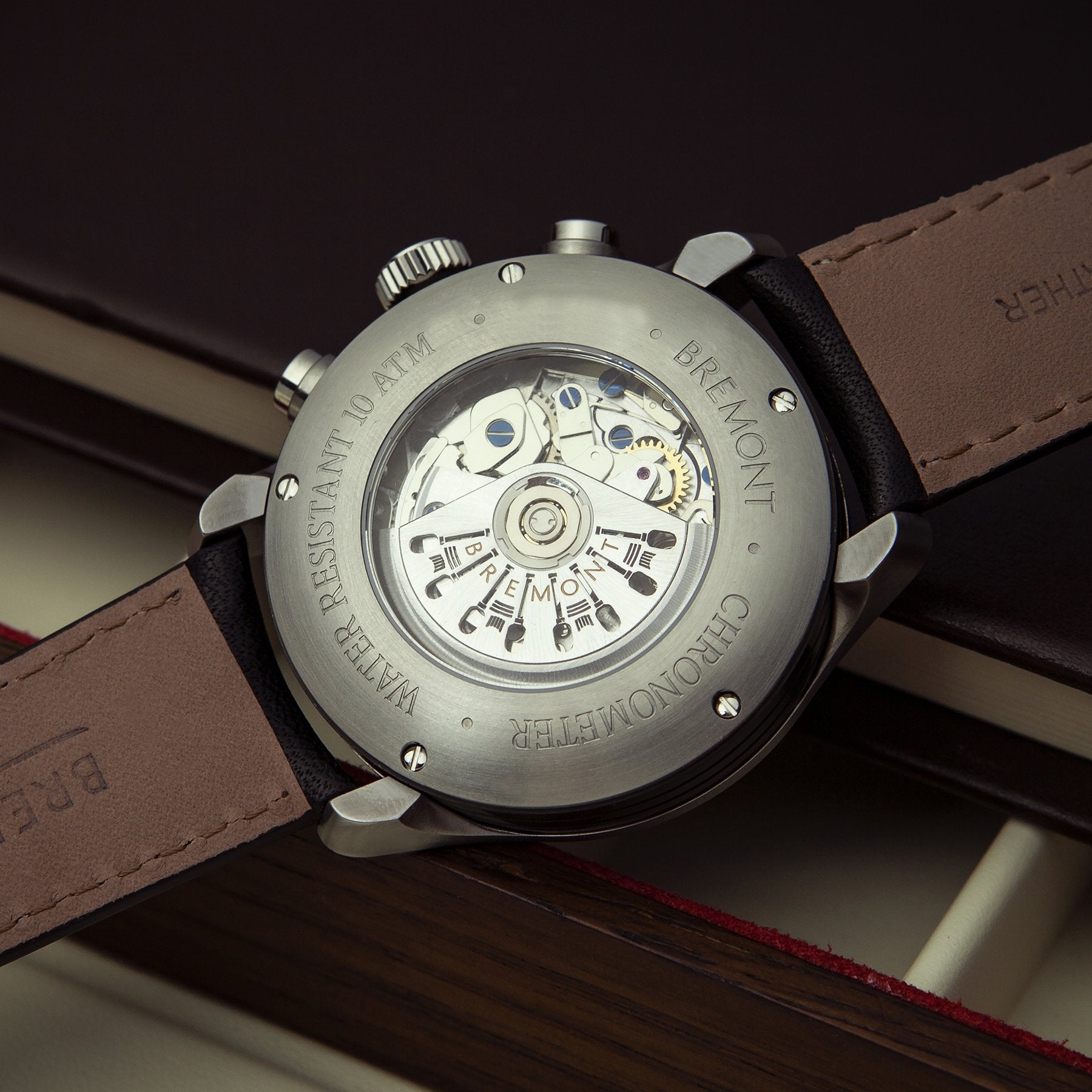 Exhibition back detail on leather strap