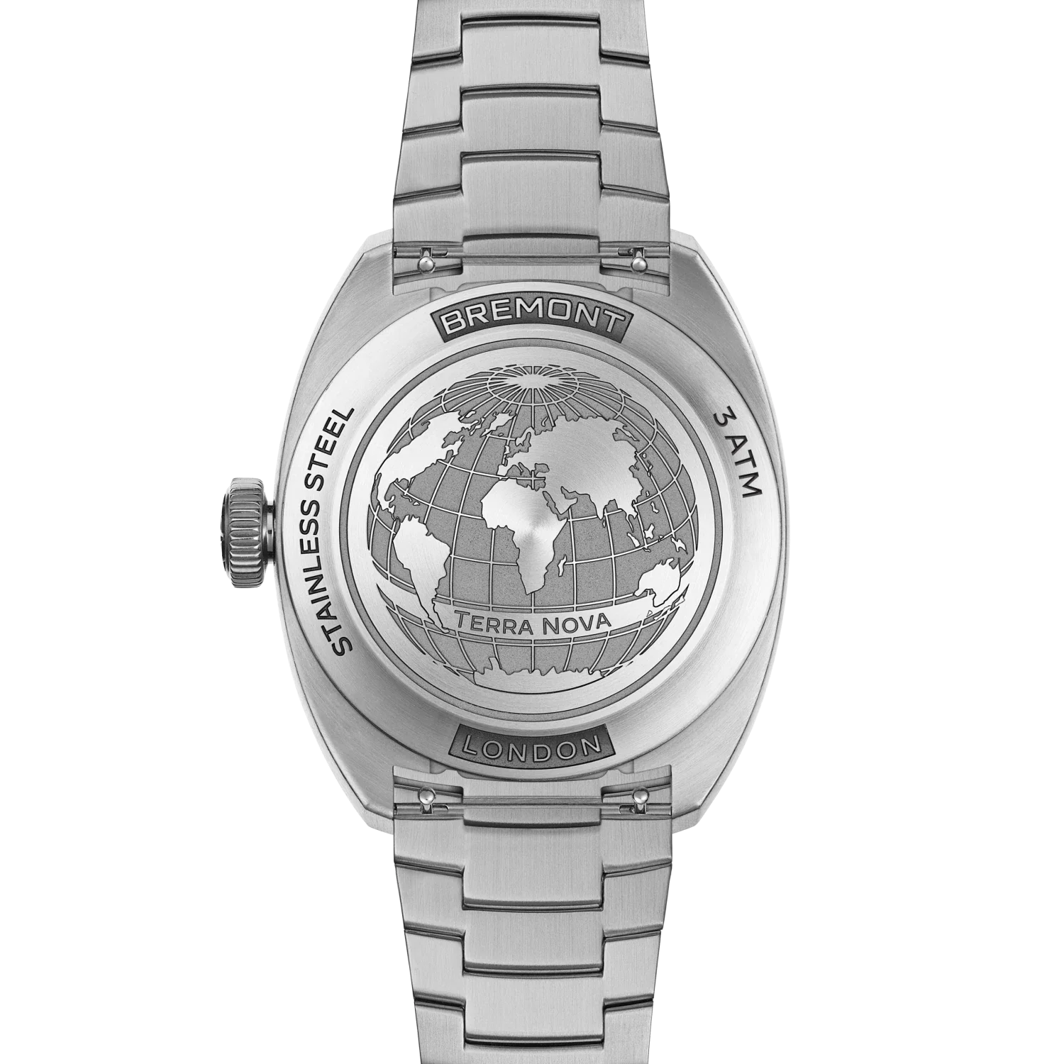 Case-back view with Terra Nova world-map engraving