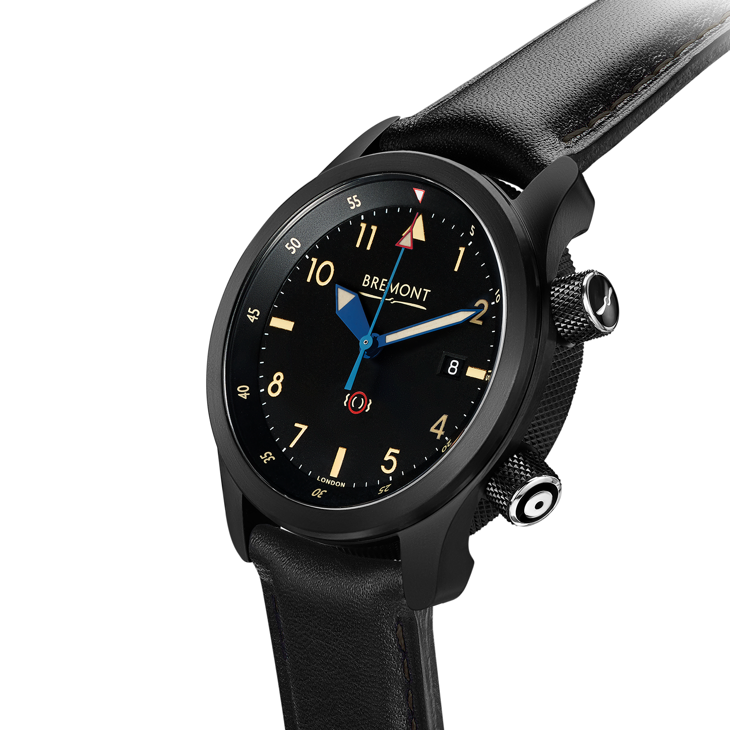 Angled view of the dual-crown pilot case