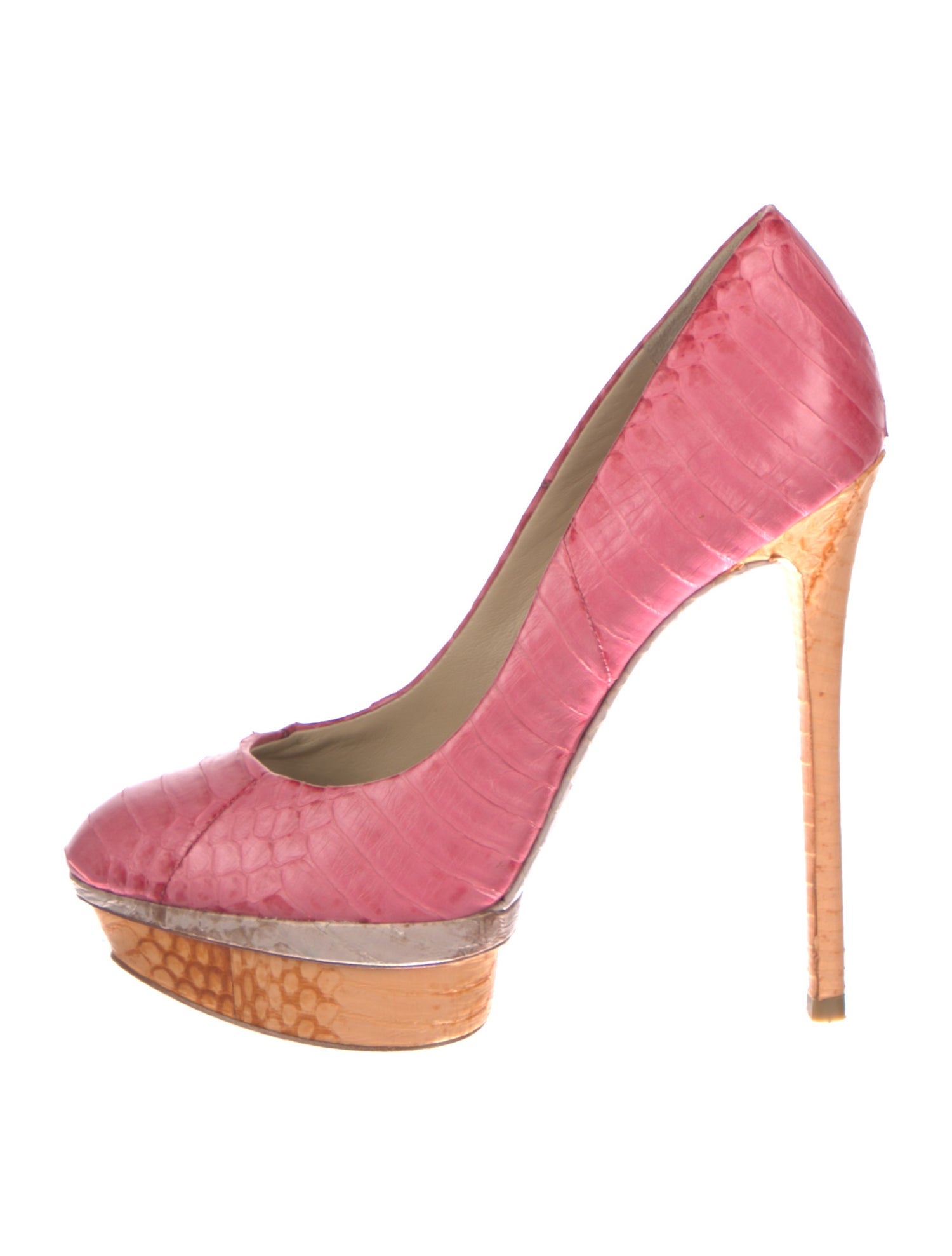 130mm Snakeskin-Print Platform Heel