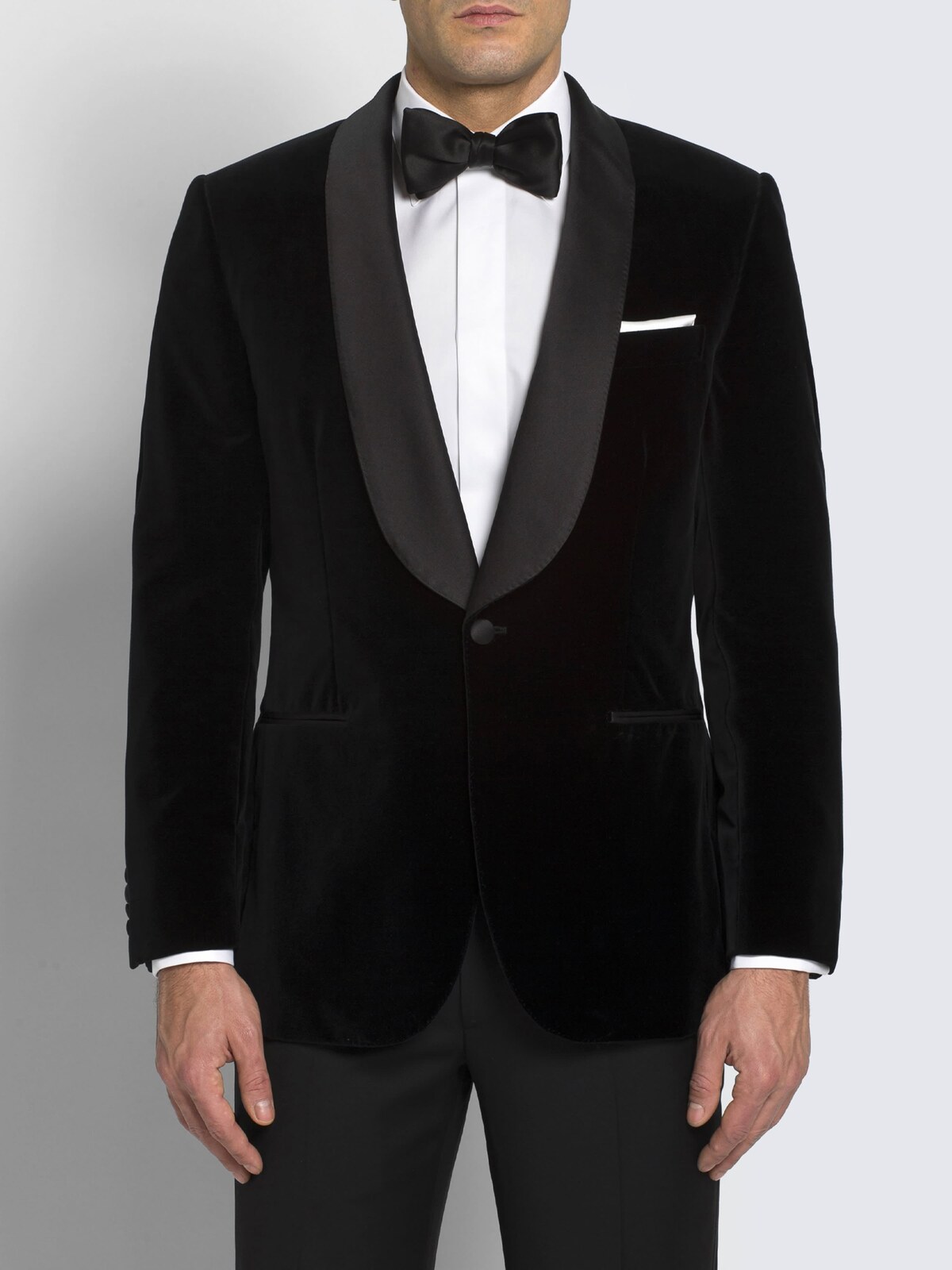 Black velvet tuxedo front