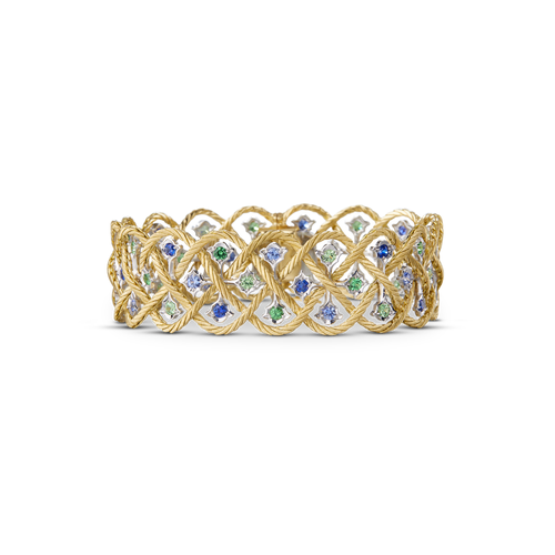 Étoilée Color Bracelet In Yellow And White Gold With Tzavorites And Sapphires