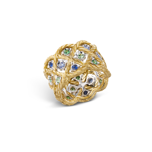 Étoilée Color Eternelle In Yellow And White Gold With Tzavorites And Sapphires