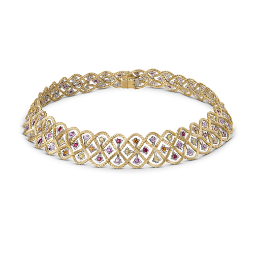 Étoilée Color Necklace In Yellow And White Gold With Spessartine, Rubies And Sapphires