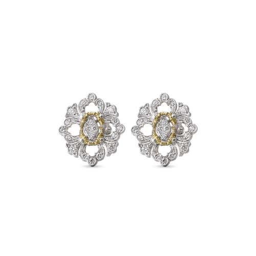 Opera Full Pavé White And Yellow Gold Earrings With Diamonds