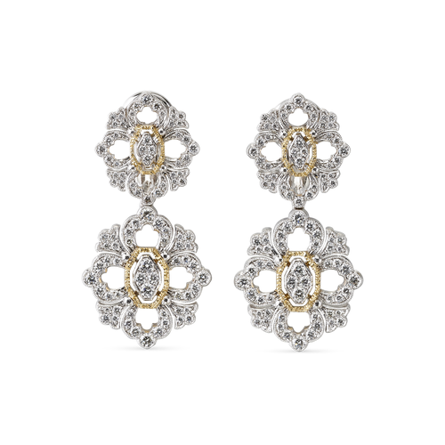Opera Full Pavé White And Yellow Gold Set Earrings With Diamonds