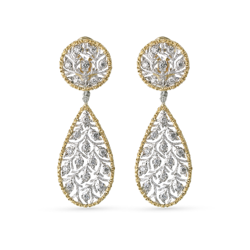 Ramage White And Yellow Gold Set Earrings With Diamonds