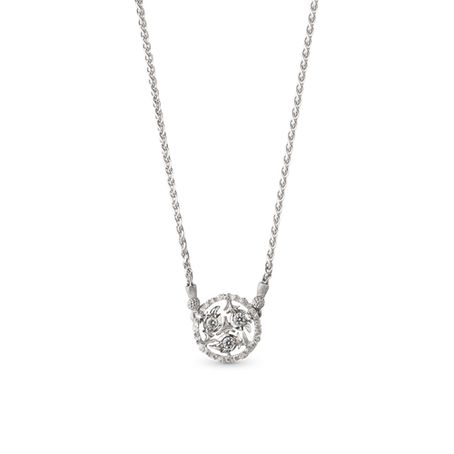 Ramage White Gold Pendant With Leaf-Modeled Borders