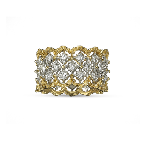 Rombi White And Yellow Gold Eternelle Ring With Diamonds